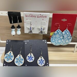 Christmas Dangle Earring Lot Of 5 For Pierced Ears